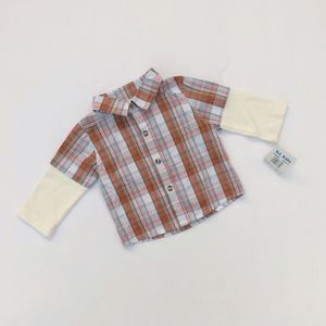 NWT BT Kids Plaid Button Up Long Sleeve Shirt 3/6M